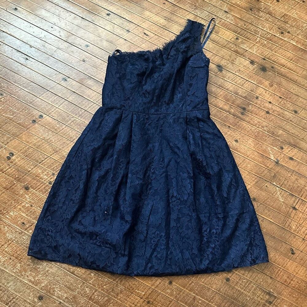 Weddington way navy one shoulder size 10 semi formal lace dress